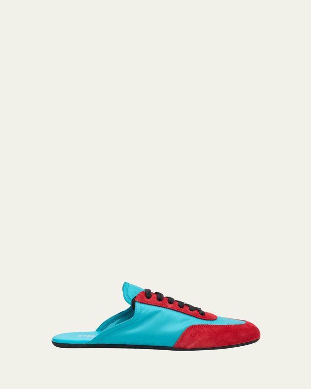 Bicolor Nylon Suede Mule Sneakers